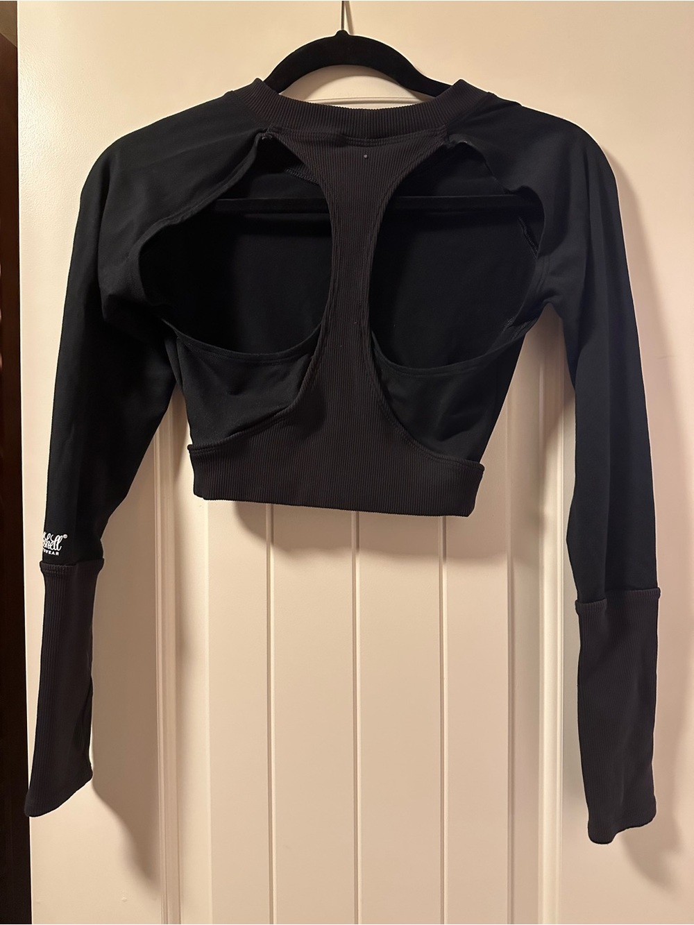 Bombshell Sportswear Black Long-Sleeve Cutout Crop Top